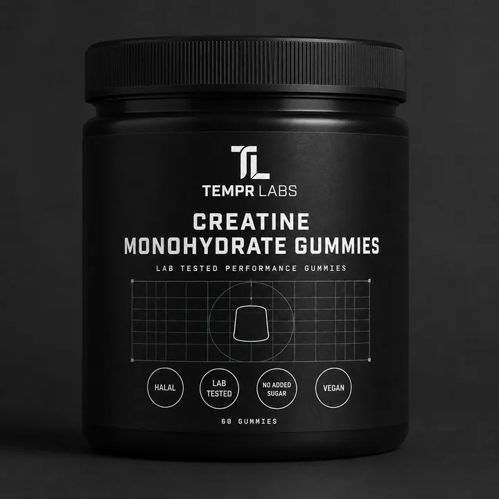 Creatine Monohydrate Gummies Packaging for TEMPR LABS #1732 - AI-generated packaging design concept