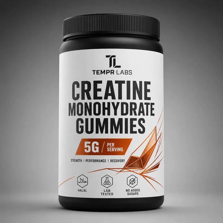 Creatine Monohydrate Gummies Packaging for TEMPR LABS #1735 - AI-generated packaging design concept