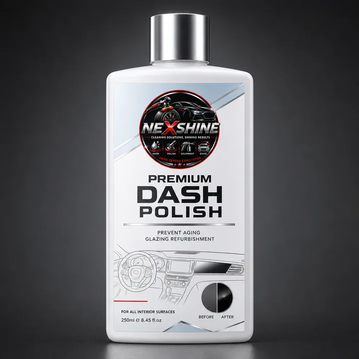 PREMIUM DASH POLISH Packaging for NexShine - AI-generated packaging design concept