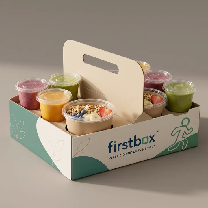 塑料饮品杯 Packaging for Firstbox - AI-generated packaging design concept