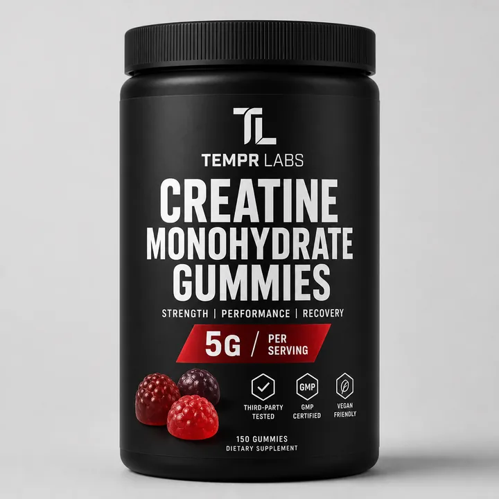 Creatine Monohydrate Gummies Packaging for TEMPR LABS #1758 - AI-generated packaging design concept