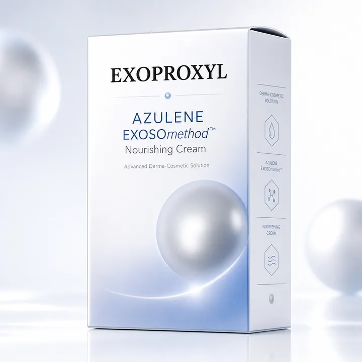 AZULENE EXOSOmethod™ Nourishing Cream Packaging for EXOPROXYL - AI-generated packaging design concept