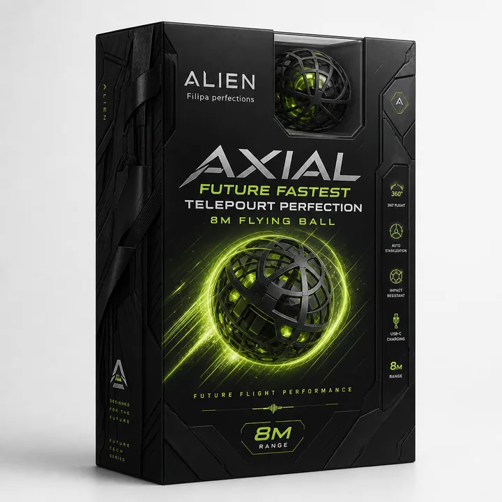 Axial Future Fastest Telepourt Perfection 8m Flying Ball Packaging for ALIEN Filipa Perfections - AI-generated packaging design concept