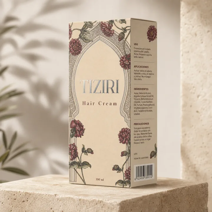 Hair Cream Packaging for TIZIRI - AI-generated packaging design concept