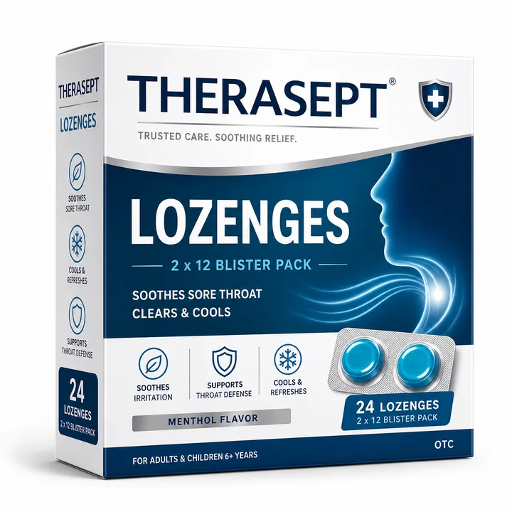 Lozenges Packaging for Therasept - AI-generated packaging design concept