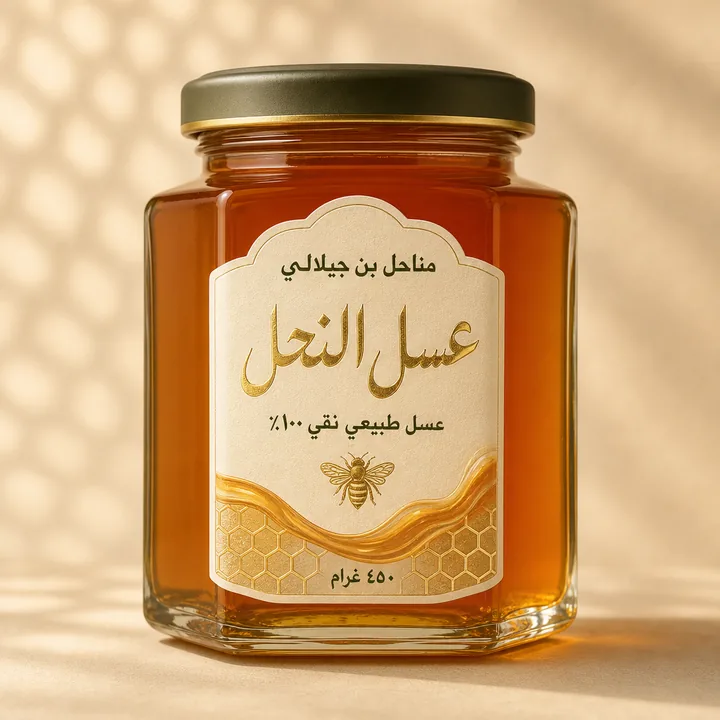 عسل النحل Packaging for مناحل بن جيلالي - AI-generated packaging design concept