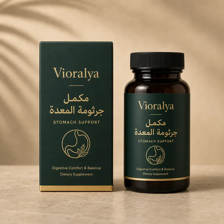 مكمل جرثومة المعدة Packaging for Vioralya - AI-generated packaging design concept