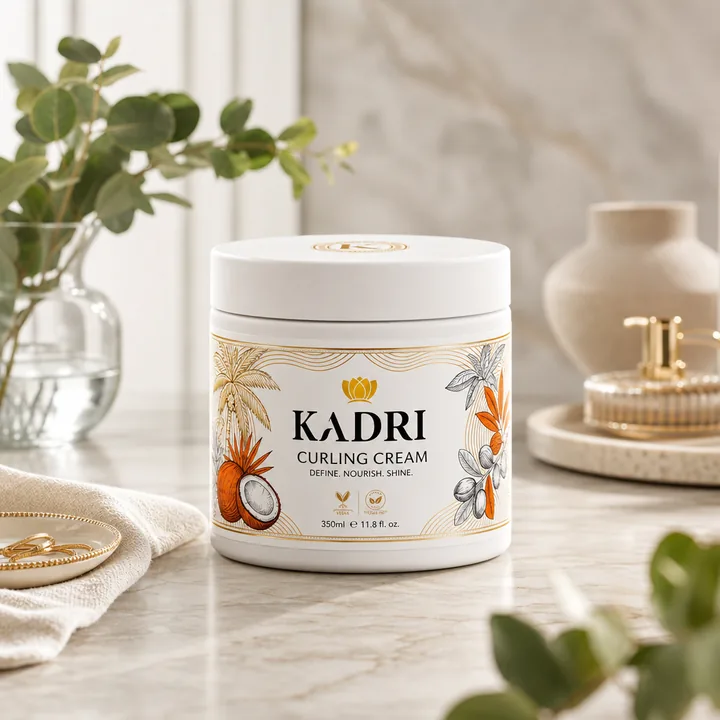 KADRI Packaging for CURLING CREAM - AI-generated packaging design concept