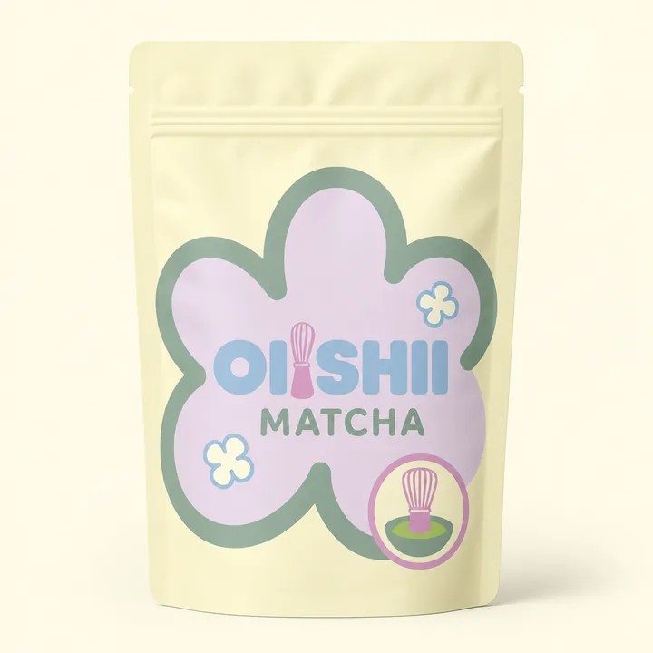 Matcha Packaging for Oishii - AI-generated packaging design concept