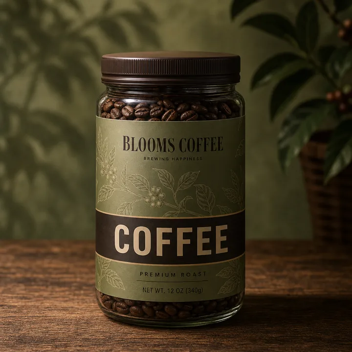 Coffee Packaging for Blooms Coffee - AI-generated packaging design concept