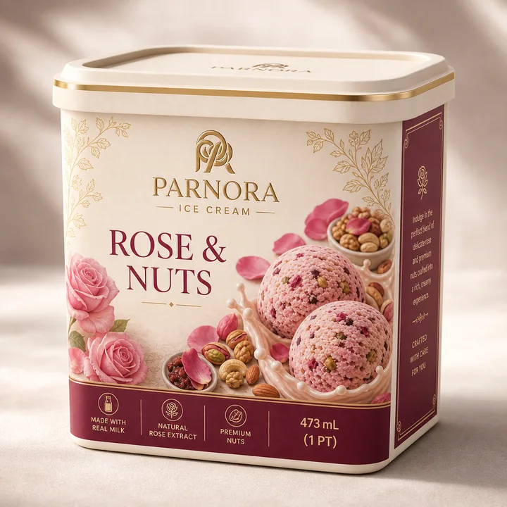 Ice Cream Box Packaging for Parnora - AI-generated packaging design concept