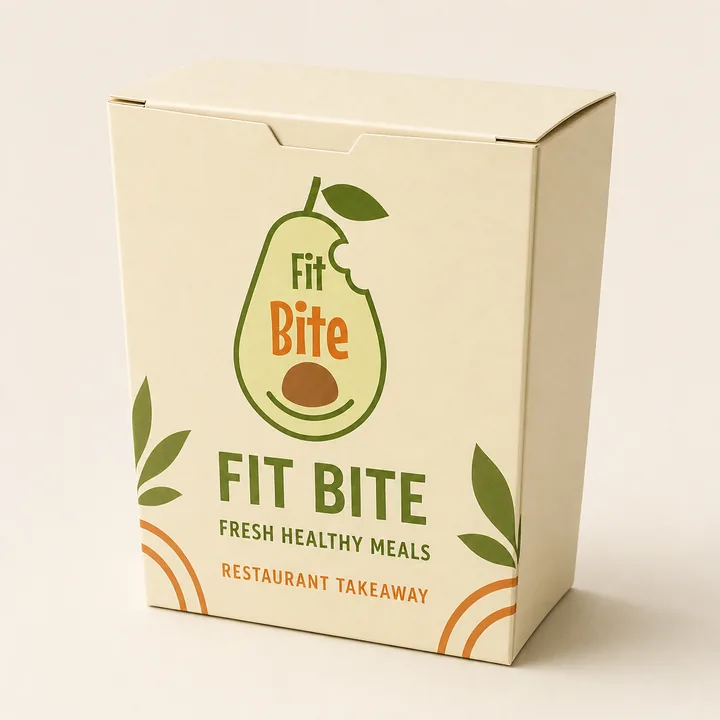 Restaurant Packaging for Fit Bite - AI-generated packaging design concept