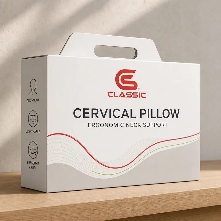 CERVICAL PILLOW Packaging for CLASSIC - AI-generated packaging design concept