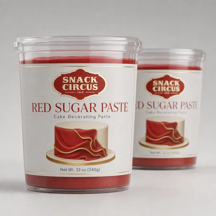 Red Sugar Paste Packaging for Snack Circus - AI-generated packaging design concept
