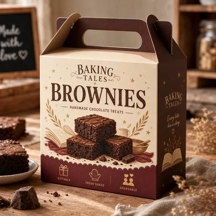 Brownies Packaging for Baking Tales - AI-generated packaging design concept