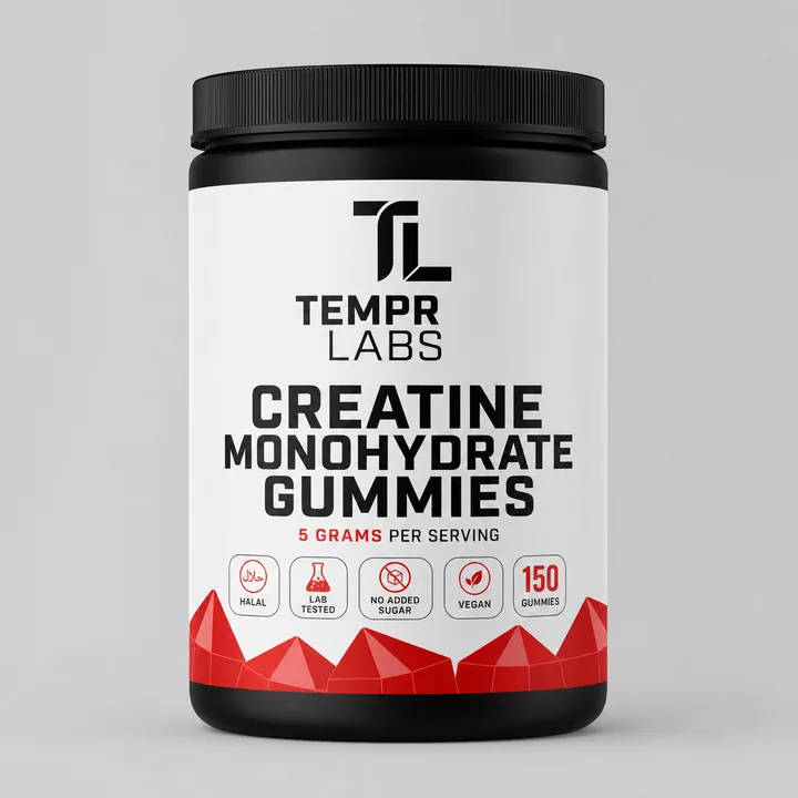 Creatine Monohydrate Gummies Packaging for TEMPR LABS #1951 - AI-generated packaging design concept