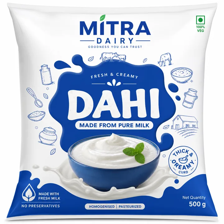 Dahi Packaging for Mitra Dairy - AI-generated packaging design concept