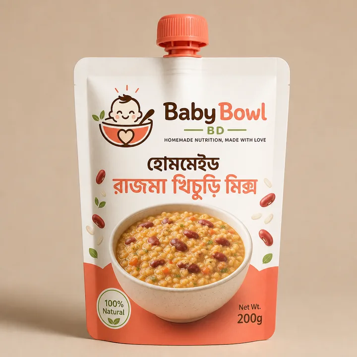 হোমমেইড রাজমা খিচুড়ি মিক্স Packaging for BabyBowl Bd - AI-generated packaging design concept