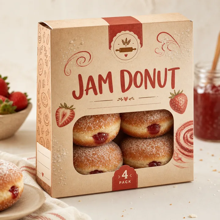 Jam Donut Packaging Design - AI-generated packaging design concept