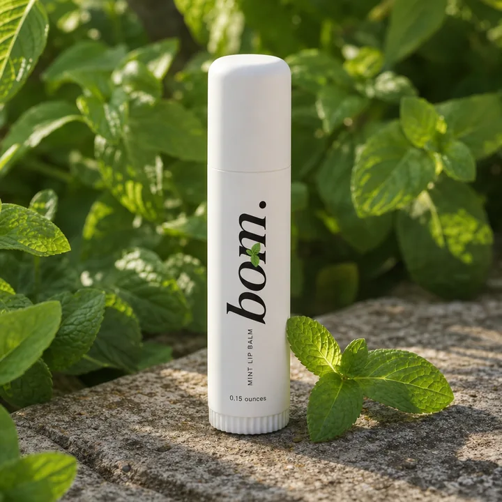Lip Balm Packaging for Bom. - AI-generated packaging design concept