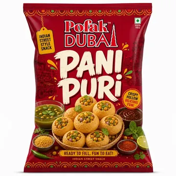Pani Puri Packaging for UMAIBOZ - AI-generated packaging design concept