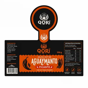 Salsa Dip Picante Packaging for QORI - AI-generated packaging design concept