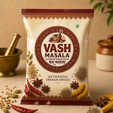 Vash Masala Packaging Design - AI-generated packaging design concept