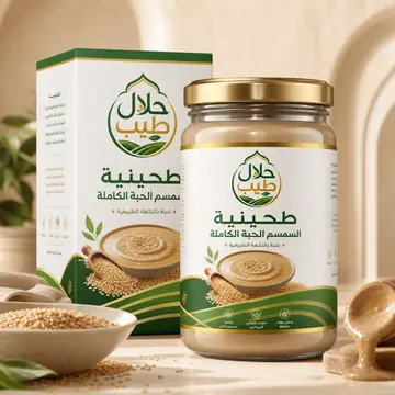 طحينية السمسم الحبة الكاملة Packaging for حلال طيب - AI-generated packaging design concept