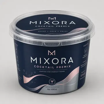 Cocktail Premix Packaging for Mixora - AI-generated packaging design concept