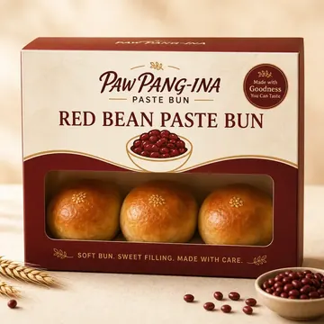 Red Bean Paste Bun Packaging for Paw Pang-ina - AI-generated packaging design concept