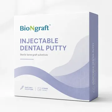 Injectable Dental Putty Packaging for BIONGRAFT - AI-generated packaging design concept