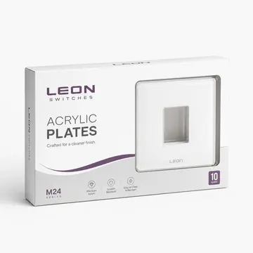 Acrylic Plates Packaging for Leon Switches - AI-generated packaging design concept