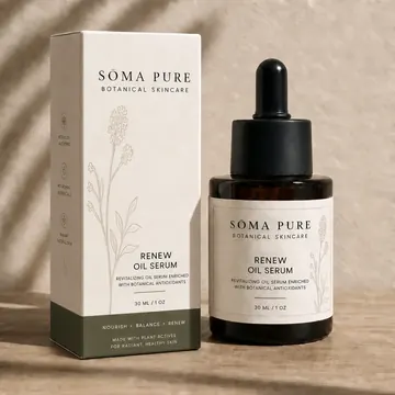 Renew Oil Serum Packaging for Sōma Pure #0123 - AI-generated packaging design concept