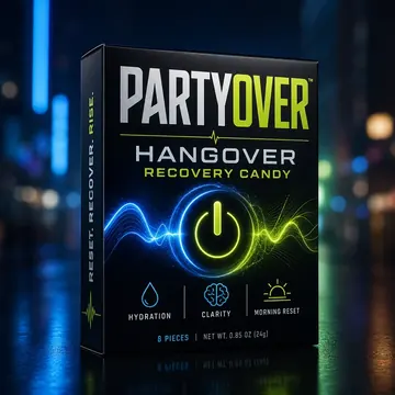 Hangover Recovery Candy Packaging for PartyOver #0161 - AI-generated packaging design concept