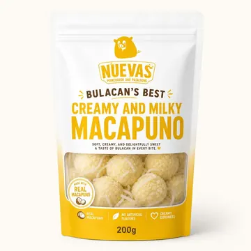 Bulacan's BEST Creamy And Milky Macapuno Packaging for Nuevas Pokcharon & Pasalubong - AI-generated packaging design concept