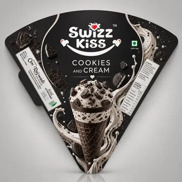 Ice-cream Packaging for Swizzkiss - AI-generated packaging design concept