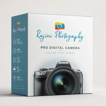 Camera Packaging for Rajini Photography - AI-generated packaging design concept