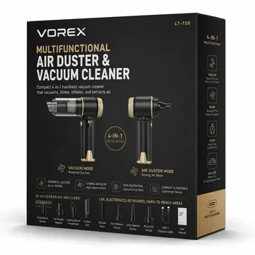 Multifuntional AIR DUSTER & VACUUM CLEANNER Packaging for VOREX - AI-generated packaging design concept