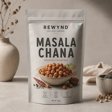 Masala Chana Packaging for REWYND - AI-generated packaging design concept