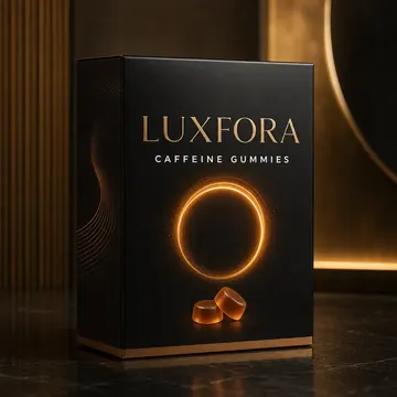 Caffeine Gummies Packaging for Luxfora - AI-generated packaging design concept