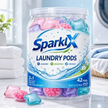 Laundry Pods Packaging for SparklX #0283 - AI-generated packaging design concept