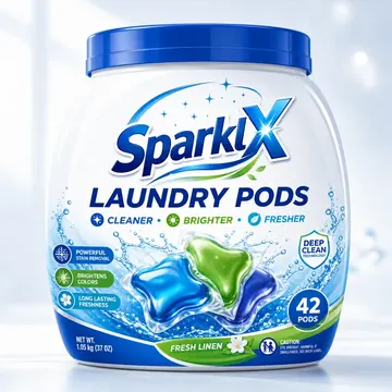 Laundry Pods Packaging for SparklX #0286 - AI-generated packaging design concept