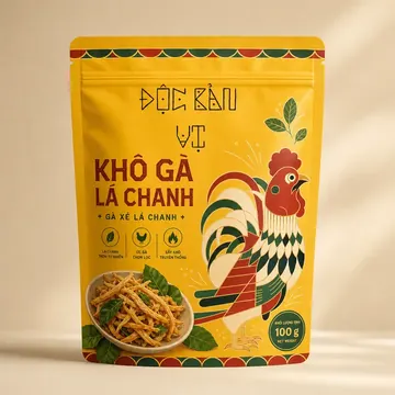 Khô Gà Lá Chanh Packaging for ĐỘC BẢN VỊ - AI-generated packaging design concept