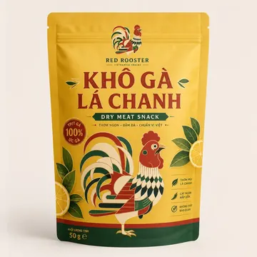 Dry Meat Packaging for Khô Gà Lá Chanh - AI-generated packaging design concept