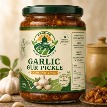 Garlic Gur PIckle Packaging for Pindmade - AI-generated packaging design concept