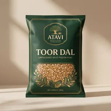 Toor Dal Packaging for ATAVI - AI-generated packaging design concept