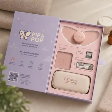 Wireless Tens Therapy Device For Female Period Cramps Packaging for Pip & Pop - AI-generated packaging design concept