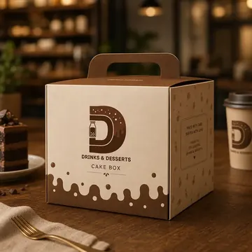 Cake Box Packaging for Drinks&Desserts - AI-generated packaging design concept