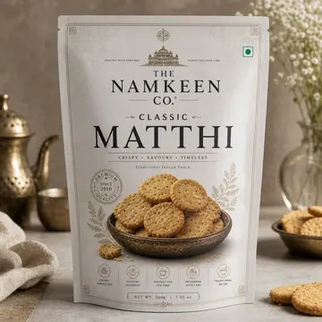 Classic Matthi Packaging for The Namkeen Co. - AI-generated packaging design concept