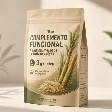Completo Funcional A Base Del Bagazo De La Caña De Azúcar Packaging Design - AI-generated packaging design concept